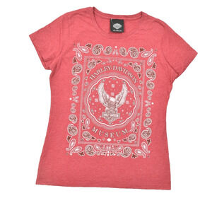 Harley-Davidson Museum Milwaukee T-Shirt Red Regular Size L Short Sleeve